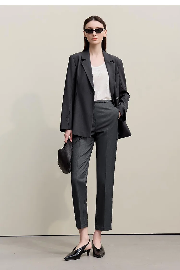 Amii Women's Nine-point Pants 2026 Autumn New Commuter Thin Belt Solid Color Pants Casual Versatile Trousers For Woman 12621059