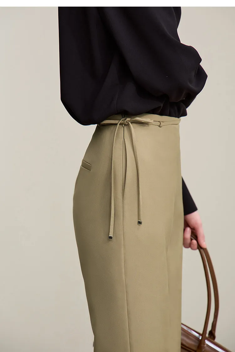Amii Women's Nine-point Pants 2026 Autumn New Commuter Thin Belt Solid Color Pants Casual Versatile Trousers For Woman 12621059