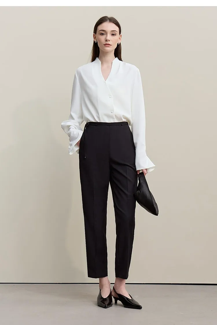 Amii Women's Nine-point Pants 2026 Autumn New Commuter Thin Belt Solid Color Pants Casual Versatile Trousers For Woman 12621059