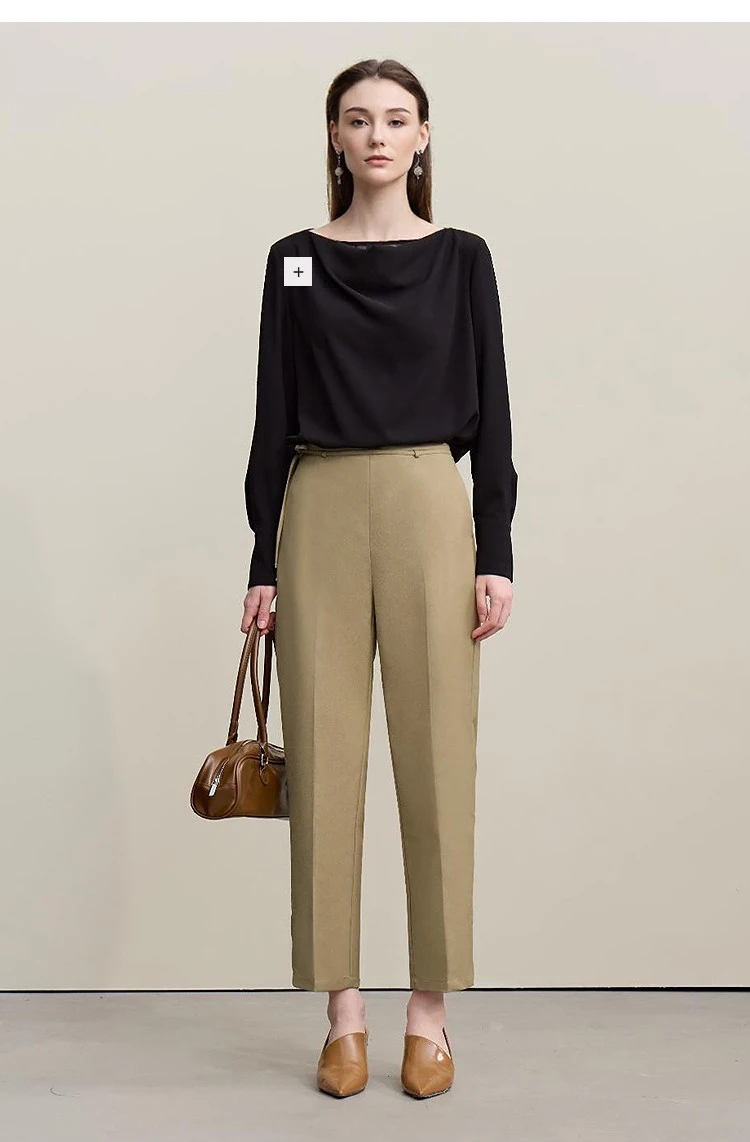 Amii Women's Nine-point Pants 2026 Autumn New Commuter Thin Belt Solid Color Pants Casual Versatile Trousers For Woman 12621059