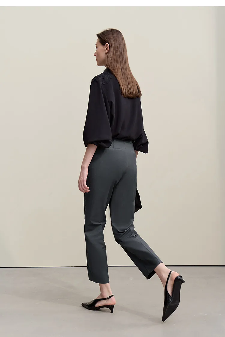 Amii Women's Nine-point Pants 2026 Autumn New Commuter Thin Belt Solid Color Pants Casual Versatile Trousers For Woman 12621059