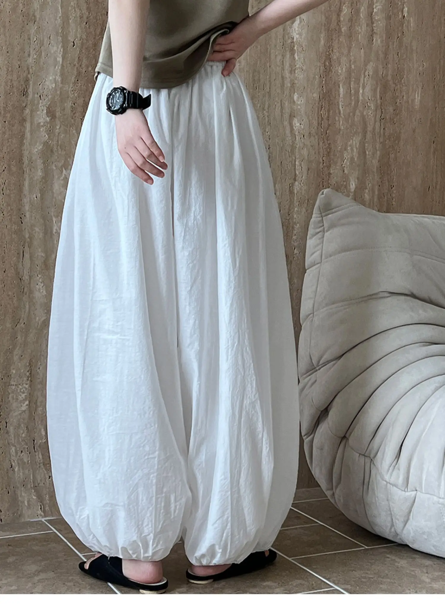 Oversized Bloomers 2025 New Summer Designer Elegant Fashion Women Lantern Pants Casual Loose Breathable Cotton Wide Leg Pants