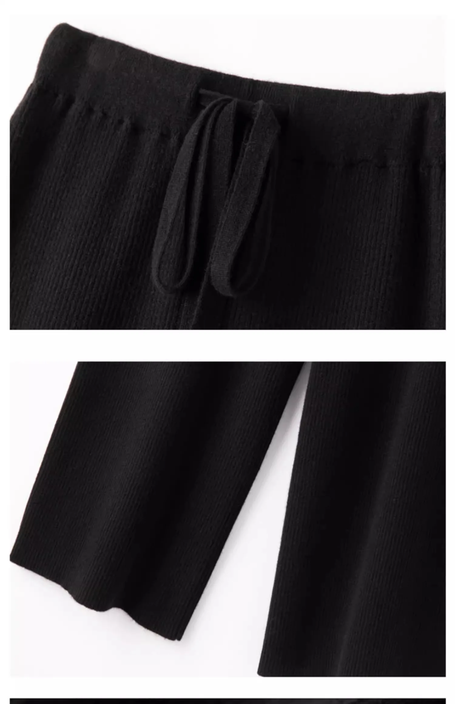 Cashmere Knitted Wide-leg Pants Women's Autumn Glutinous Rice High Waist Drape Straight Casual Mopping Towel Pants Thickened