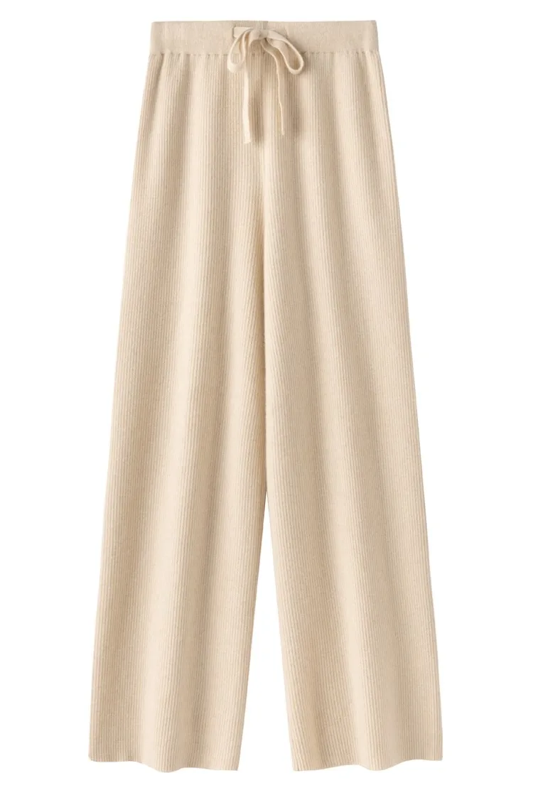 Cashmere Knitted Wide-leg Pants Women's Autumn Glutinous Rice High Waist Drape Straight Casual Mopping Towel Pants Thickened