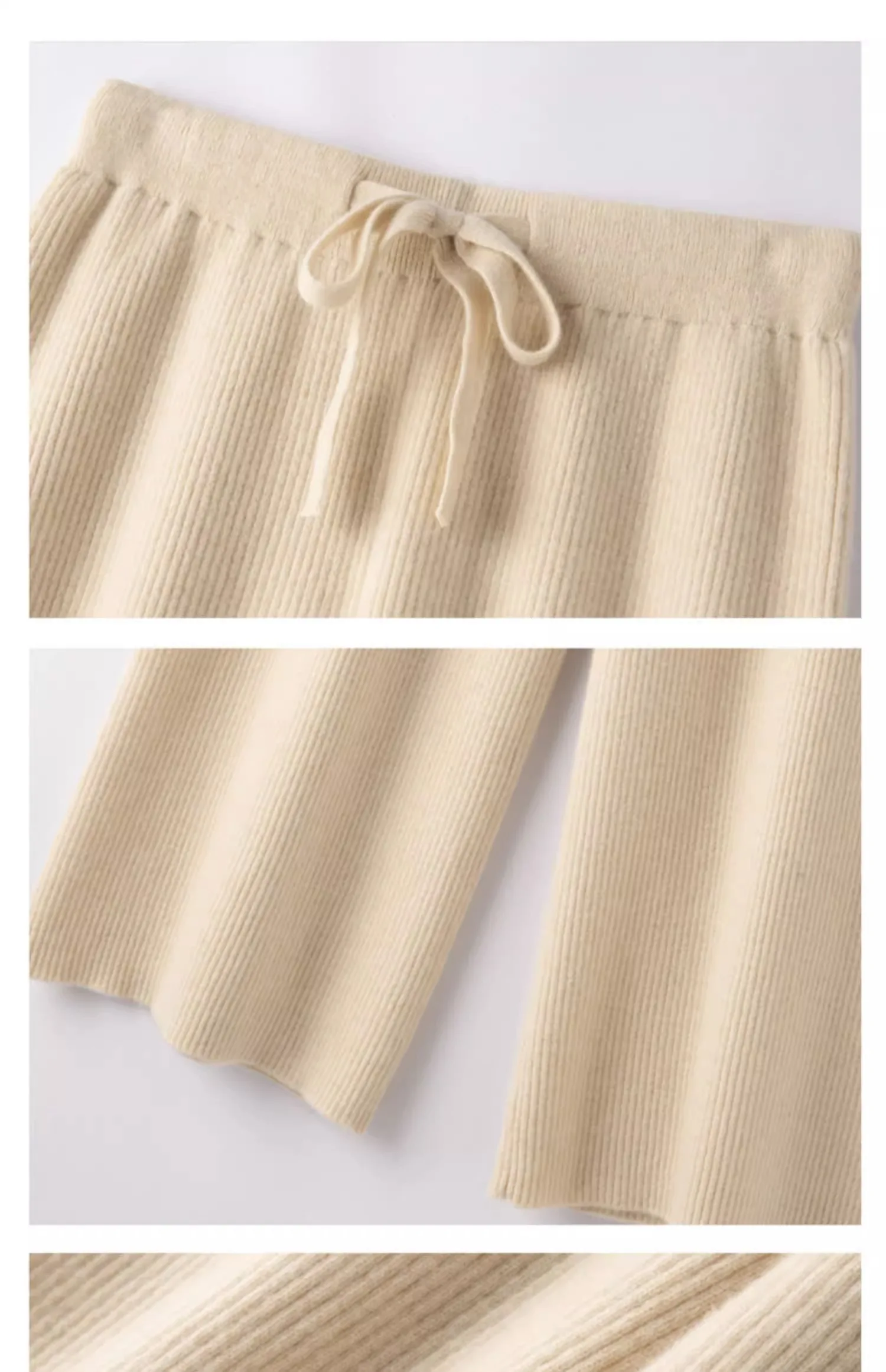 Cashmere Knitted Wide-leg Pants Women's Autumn Glutinous Rice High Waist Drape Straight Casual Mopping Towel Pants Thickened
