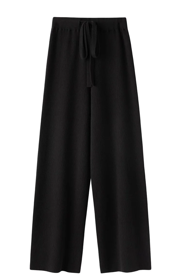 Cashmere Knitted Wide-leg Pants Women's Autumn Glutinous Rice High Waist Drape Straight Casual Mopping Towel Pants Thickened