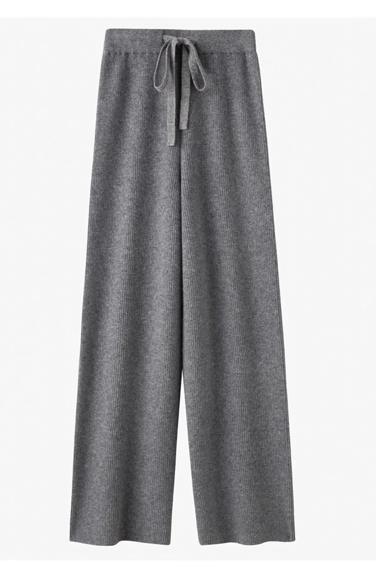 Cashmere Knitted Wide-leg Pants Women's Autumn Glutinous Rice High Waist Drape Straight Casual Mopping Towel Pants Thickened