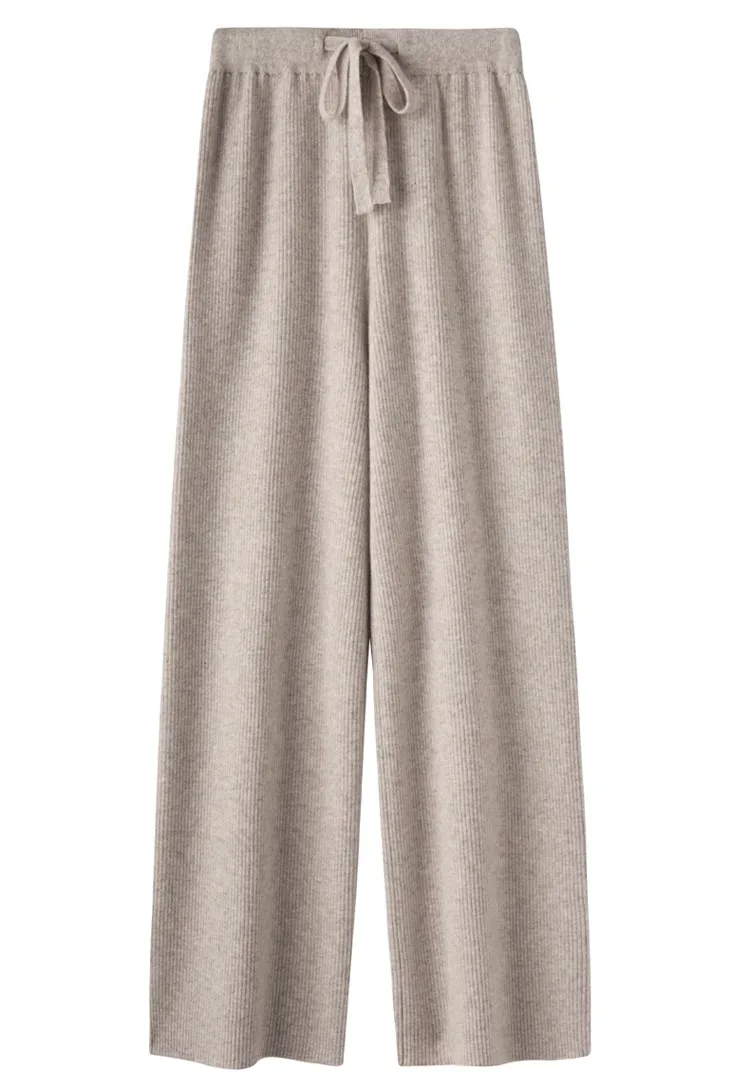 Cashmere Knitted Wide-leg Pants Women's Autumn Glutinous Rice High Waist Drape Straight Casual Mopping Towel Pants Thickened