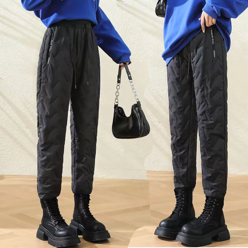 Animal Game Outdoor Women Plush Thick Fleece Waterproof Sweatpant Windproof Casual Work Pants Warm Lambswool Thermal Outerwear