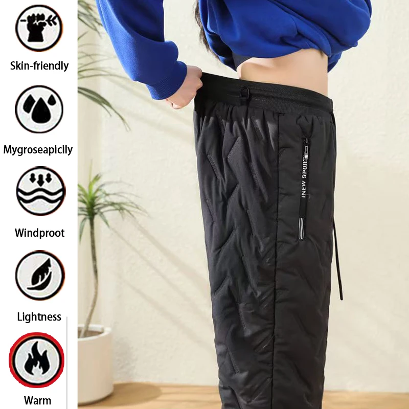 Animal Game Outdoor Women Plush Thick Fleece Waterproof Sweatpant Windproof Casual Work Pants Warm Lambswool Thermal Outerwear