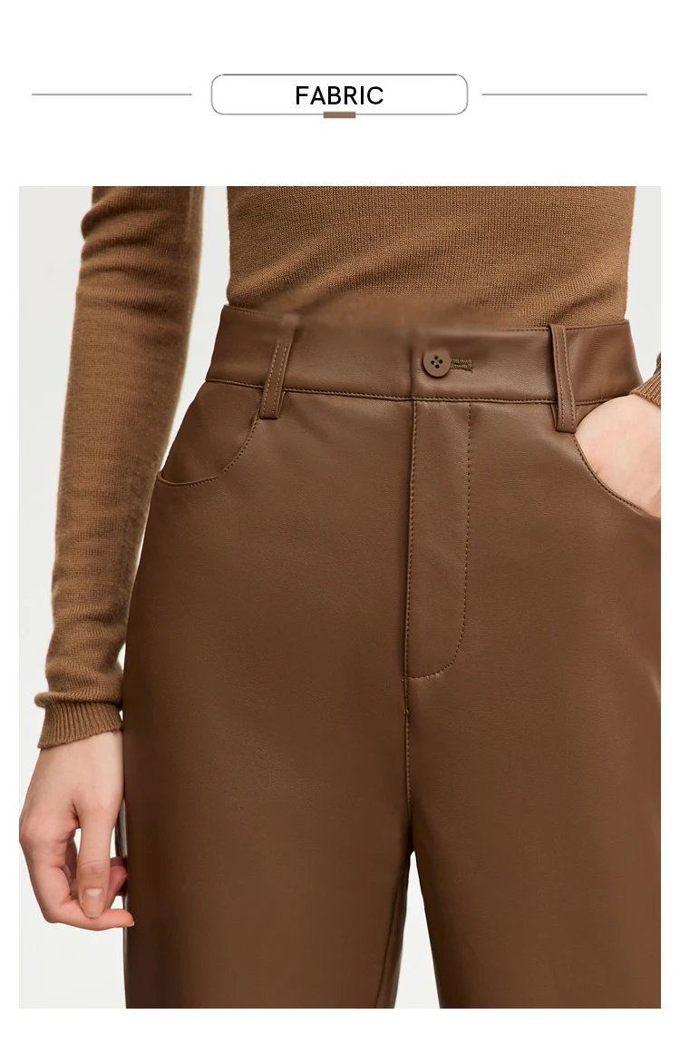 AMII Minimalist Ankle-length Casual Women Pants Winter New 2024 PU Leather Pants Straight Fashion Female Solid Trousers 12344138