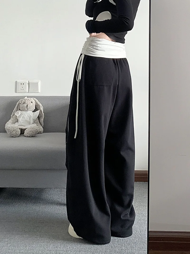 Retro Print Y2K Wide Leg Pant Women Hip Hop Streetwear American Loose Trousers Harajuku Vintage High Waist Bf Straight Pants New