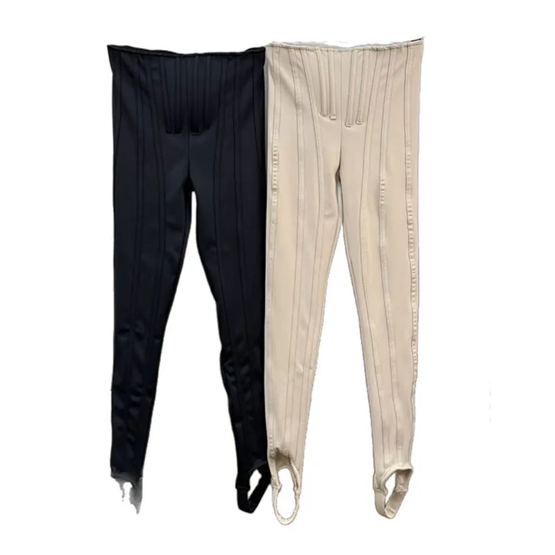 KUCLUT 2026 Spring Fashion High Waist Fishbone Slim Fit Footed Leggings For Women Niche Design Versatile Casual Pants 1A1874