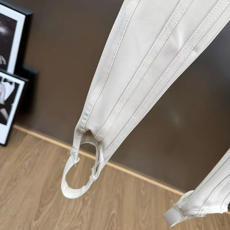 KUCLUT 2026 Spring Fashion High Waist Fishbone Slim Fit Footed Leggings For Women Niche Design Versatile Casual Pants 1A1874