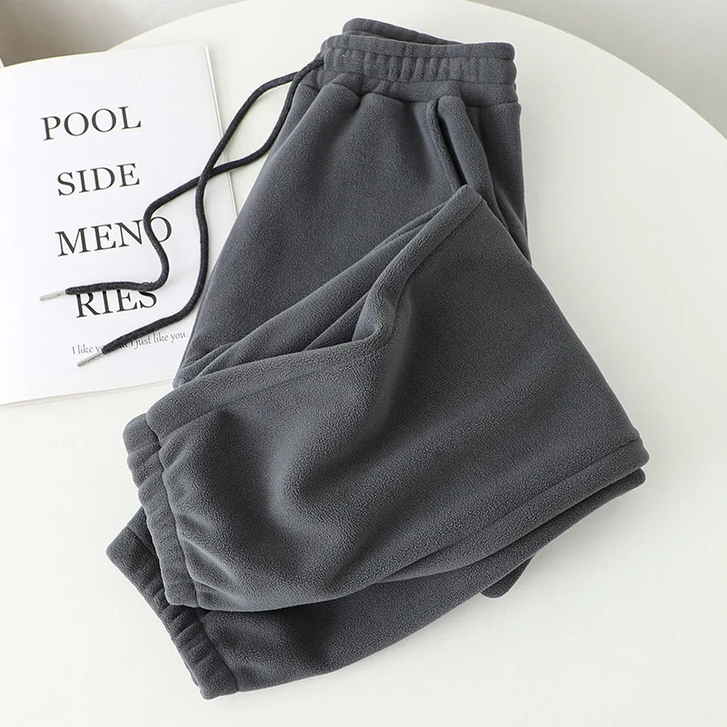 Winter Pants Women Unisex Loose Wide Leg Sweatpants High Waist Drawstring Comfortable Straight Baggy Sweatpants