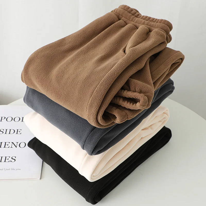 Winter Pants Women Unisex Loose Wide Leg Sweatpants High Waist Drawstring Comfortable Straight Baggy Sweatpants
