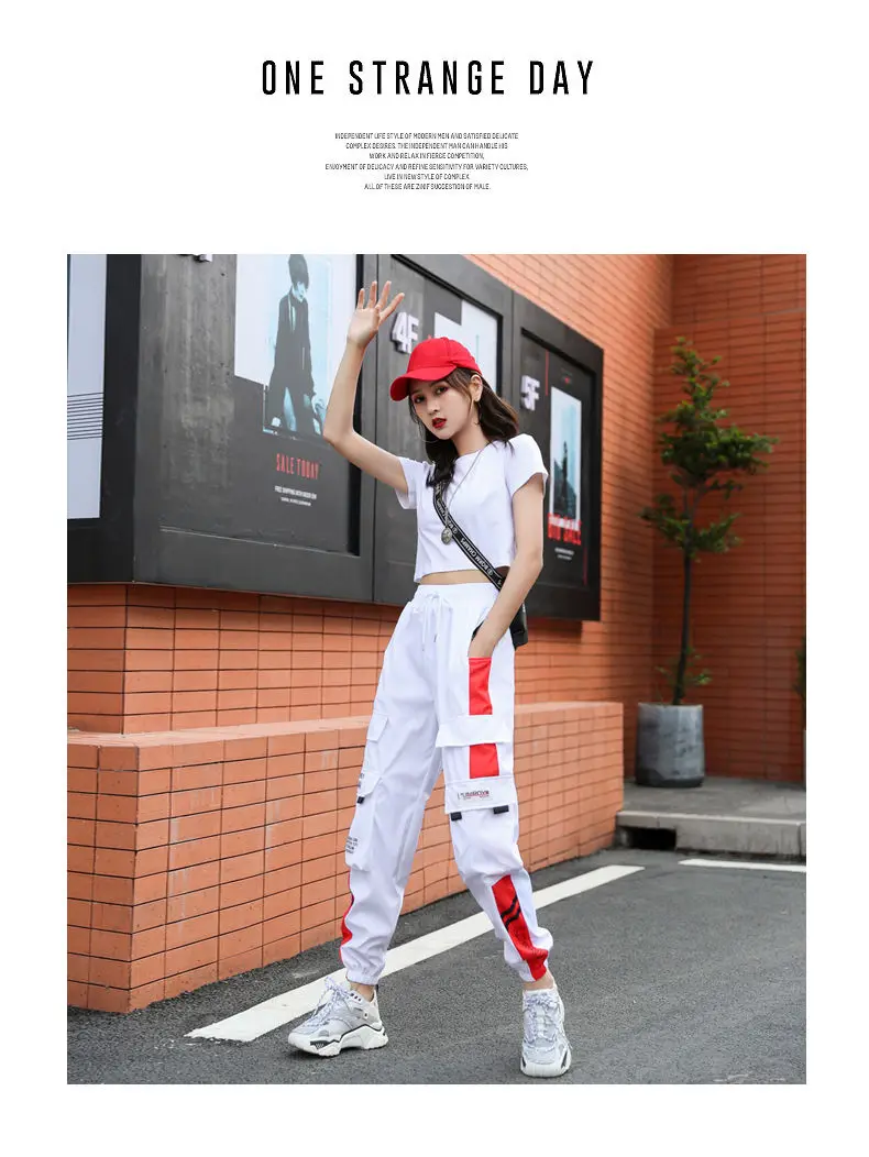 Women's Joggers Casual Sports Girls Fashion Hip-hop Streetwear Pants Fashion Cargo Pants Female Dance Sweatpants Trousers Black