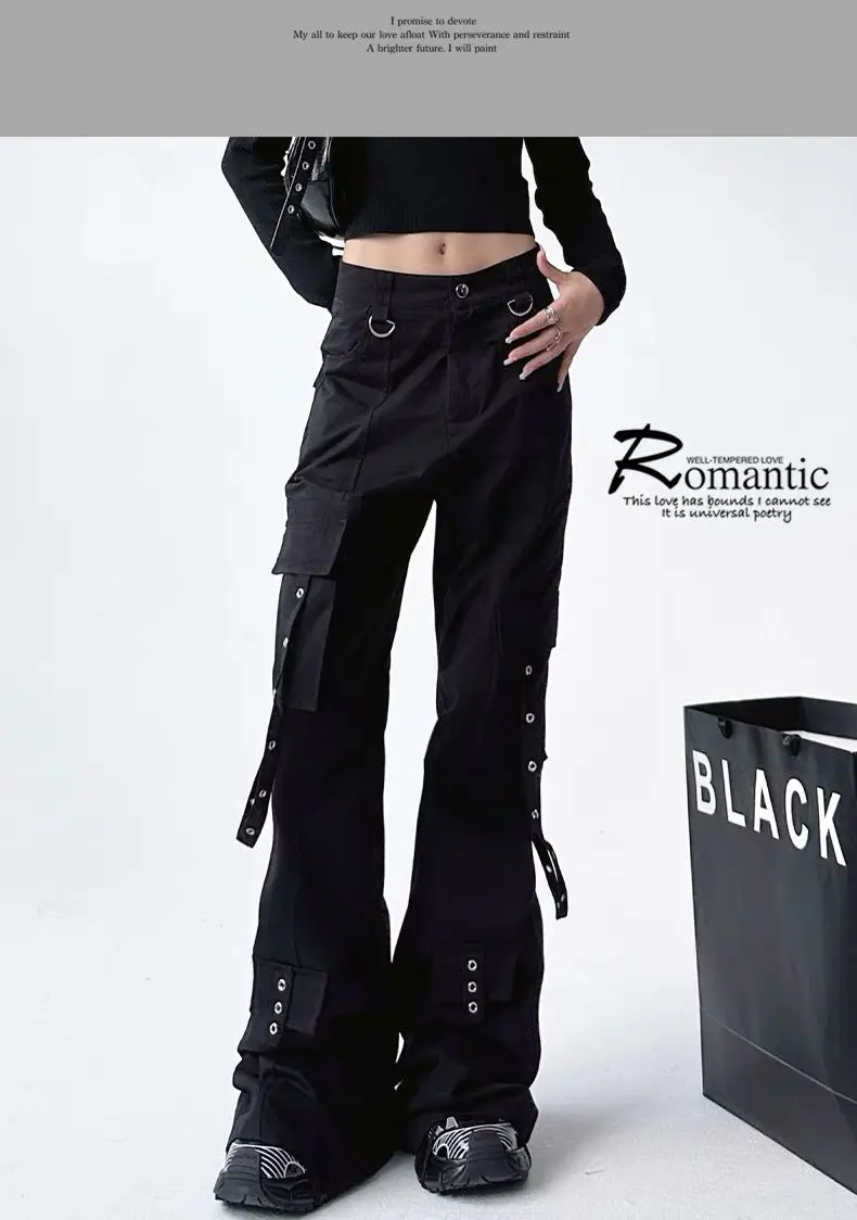 Black Work Pants for Women 2025 New Spring/summer High-end Loose Functional Straight Leg Pants Casual Long Pants