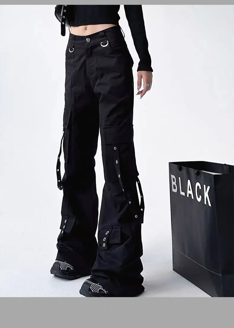 Black Work Pants for Women 2025 New Spring/summer High-end Loose Functional Straight Leg Pants Casual Long Pants