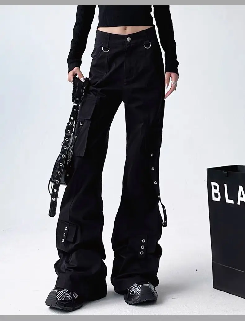 Black Work Pants for Women 2025 New Spring/summer High-end Loose Functional Straight Leg Pants Casual Long Pants