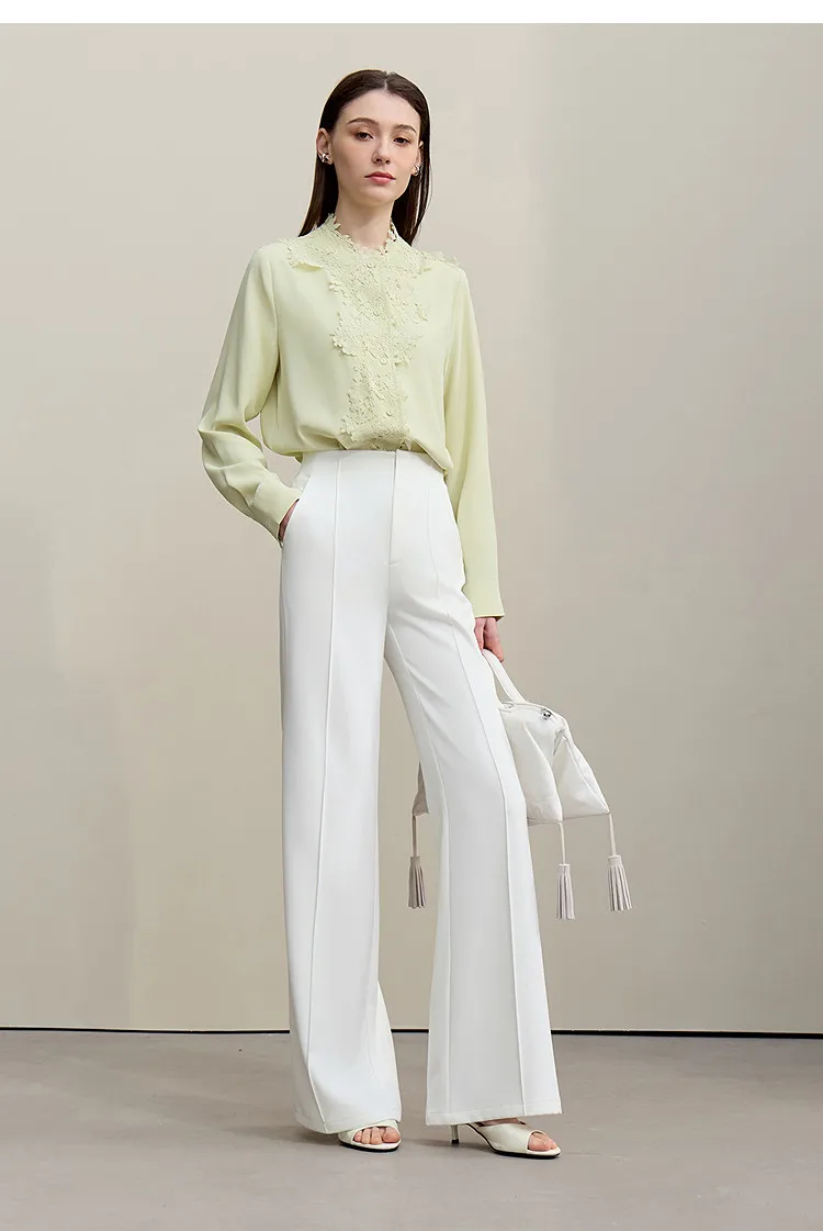 Amii Women's Wide Leg Pants 2026 Summer New Pin Tuck Cutout Casual Trousers Elastic Waist Loose Fit Office Long Pants 12622067