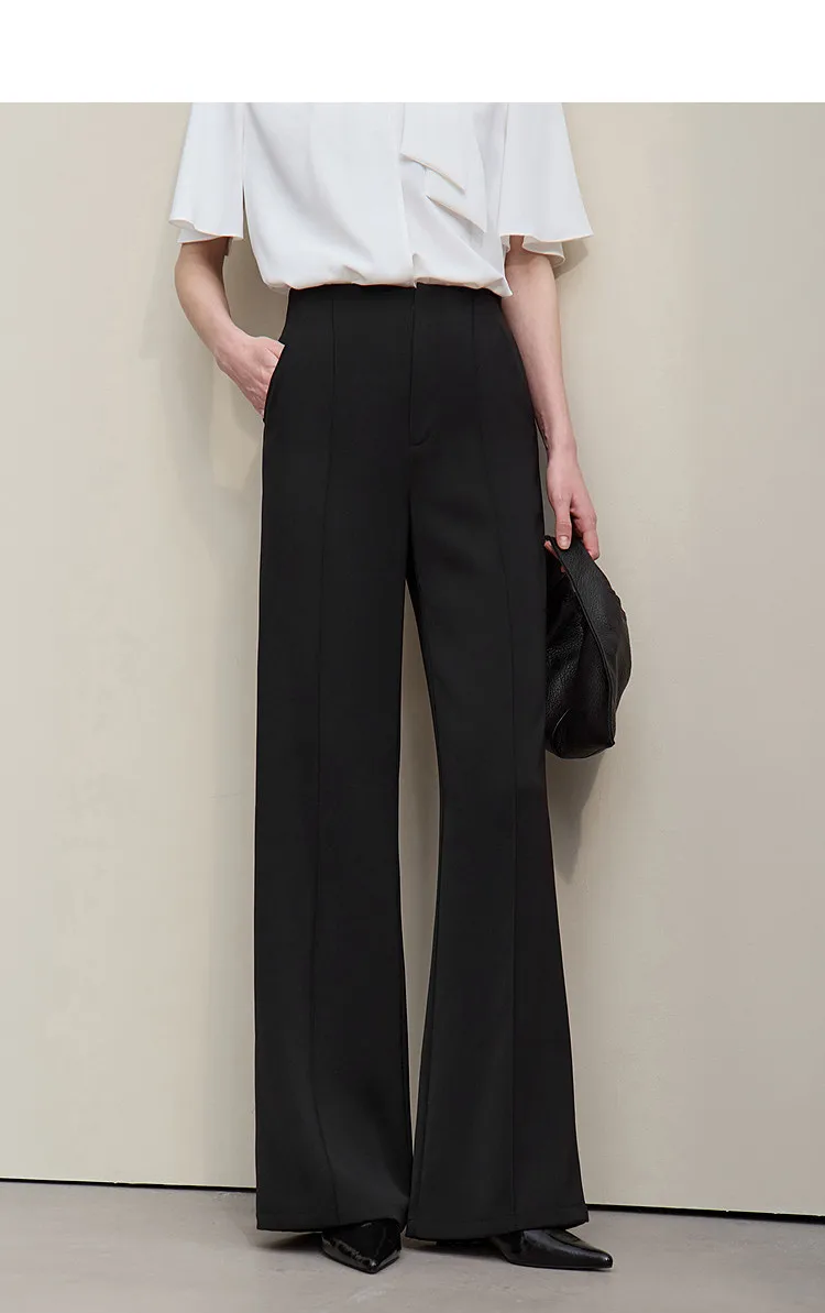 Amii Women's Wide Leg Pants 2026 Summer New Pin Tuck Cutout Casual Trousers Elastic Waist Loose Fit Office Long Pants 12622067