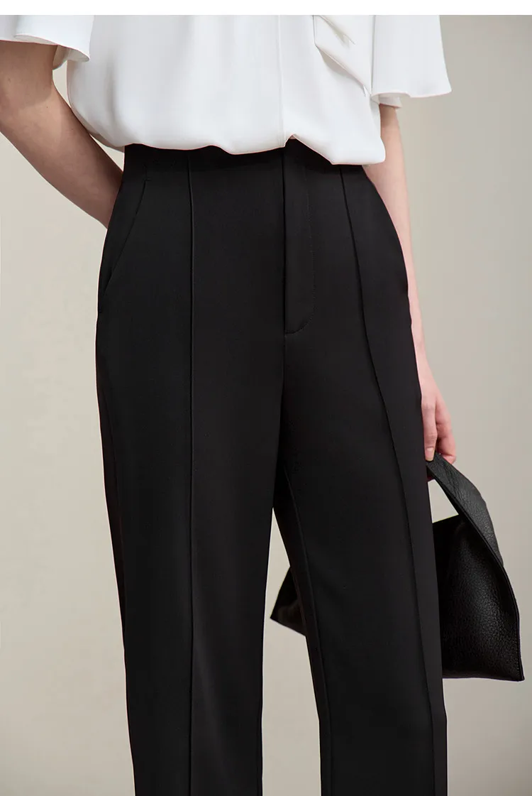 Amii Women's Wide Leg Pants 2026 Summer New Pin Tuck Cutout Casual Trousers Elastic Waist Loose Fit Office Long Pants 12622067