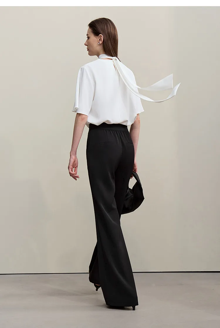 Amii Women's Wide Leg Pants 2026 Summer New Pin Tuck Cutout Casual Trousers Elastic Waist Loose Fit Office Long Pants 12622067