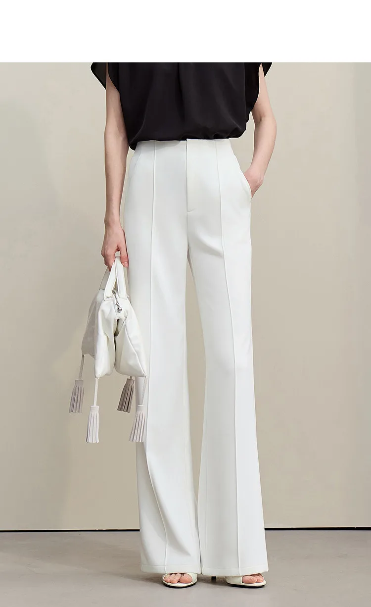 Amii Women's Wide Leg Pants 2026 Summer New Pin Tuck Cutout Casual Trousers Elastic Waist Loose Fit Office Long Pants 12622067