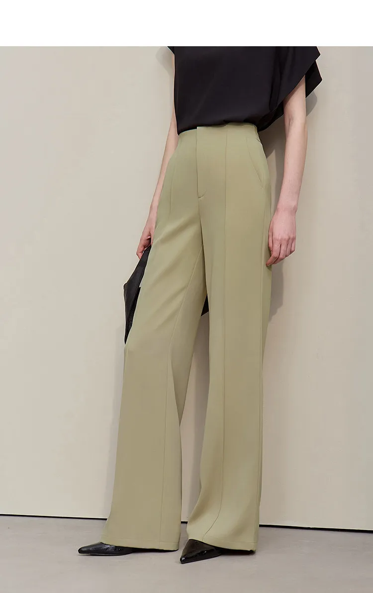 Amii Women's Wide Leg Pants 2026 Summer New Pin Tuck Cutout Casual Trousers Elastic Waist Loose Fit Office Long Pants 12622067