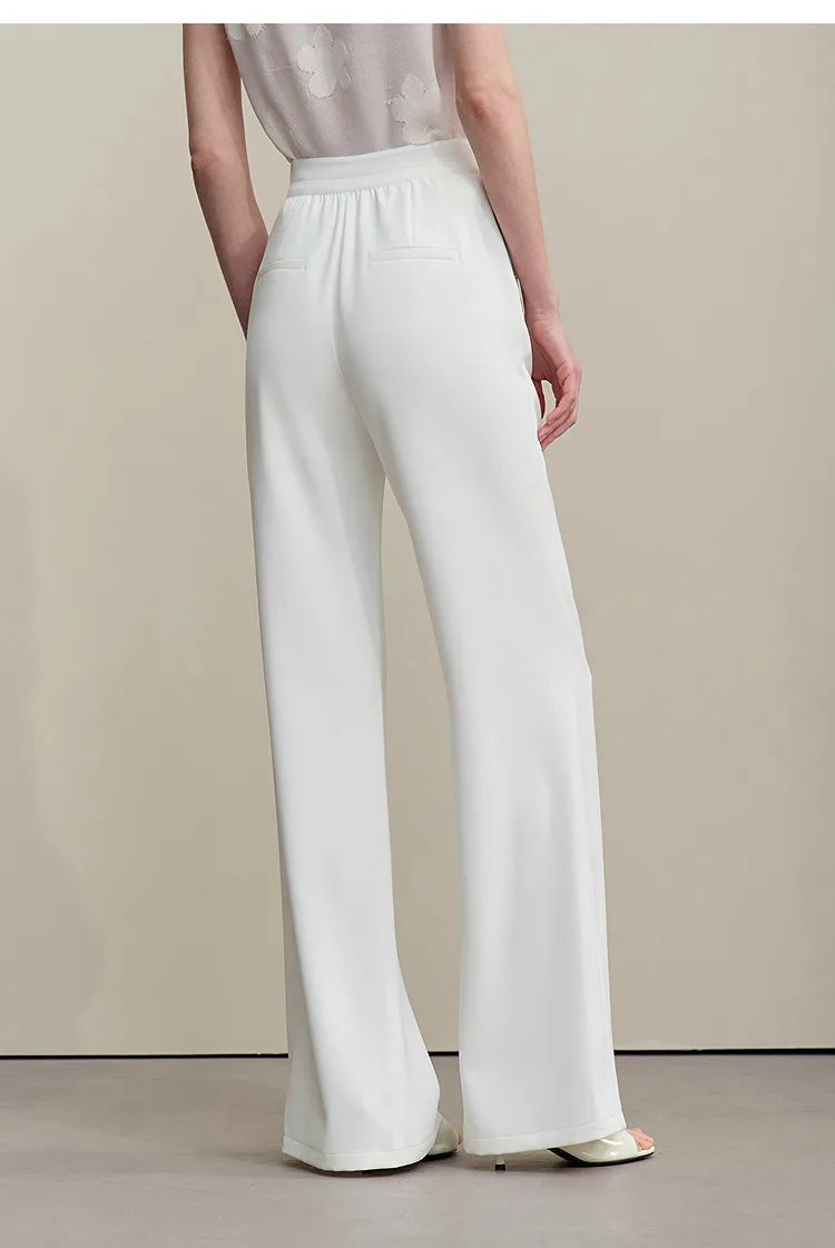 Amii Women's Wide Leg Pants 2026 Summer New Pin Tuck Cutout Casual Trousers Elastic Waist Loose Fit Office Long Pants 12622067