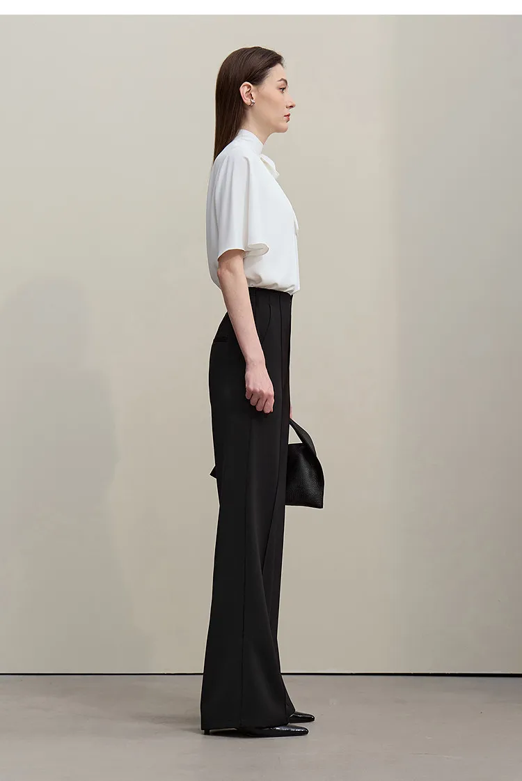 Amii Women's Wide Leg Pants 2026 Summer New Pin Tuck Cutout Casual Trousers Elastic Waist Loose Fit Office Long Pants 12622067