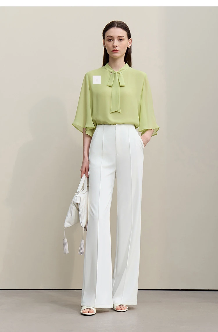 Amii Women's Wide Leg Pants 2026 Summer New Pin Tuck Cutout Casual Trousers Elastic Waist Loose Fit Office Long Pants 12622067