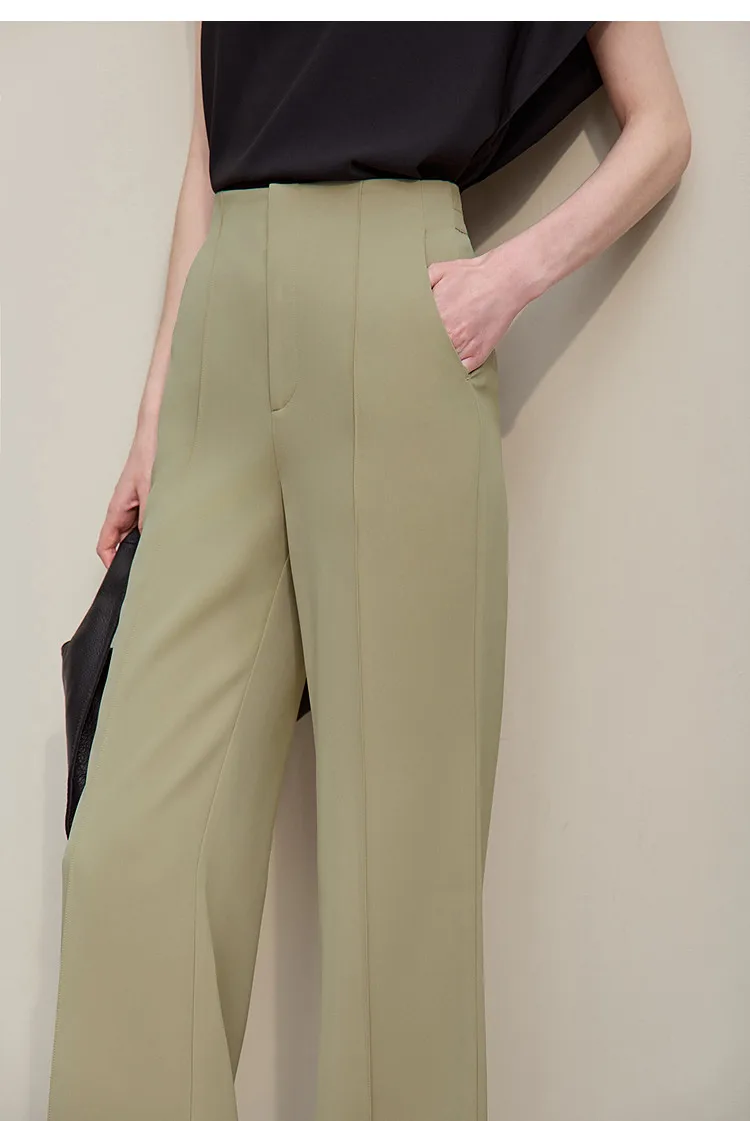 Amii Women's Wide Leg Pants 2026 Summer New Pin Tuck Cutout Casual Trousers Elastic Waist Loose Fit Office Long Pants 12622067