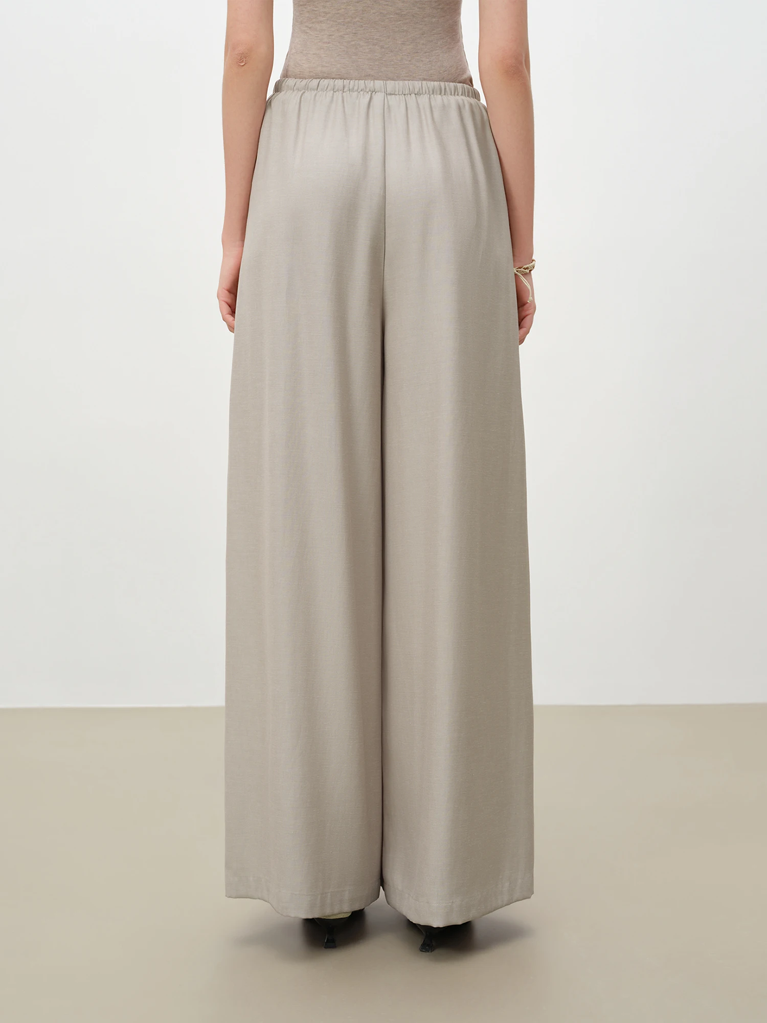 ZIQIAO Women Old Money Style Waist Cinched Vest & Wide Leg Pants Set Elastic High Waist Skirted Trousers Casual Two-Piece Outfit