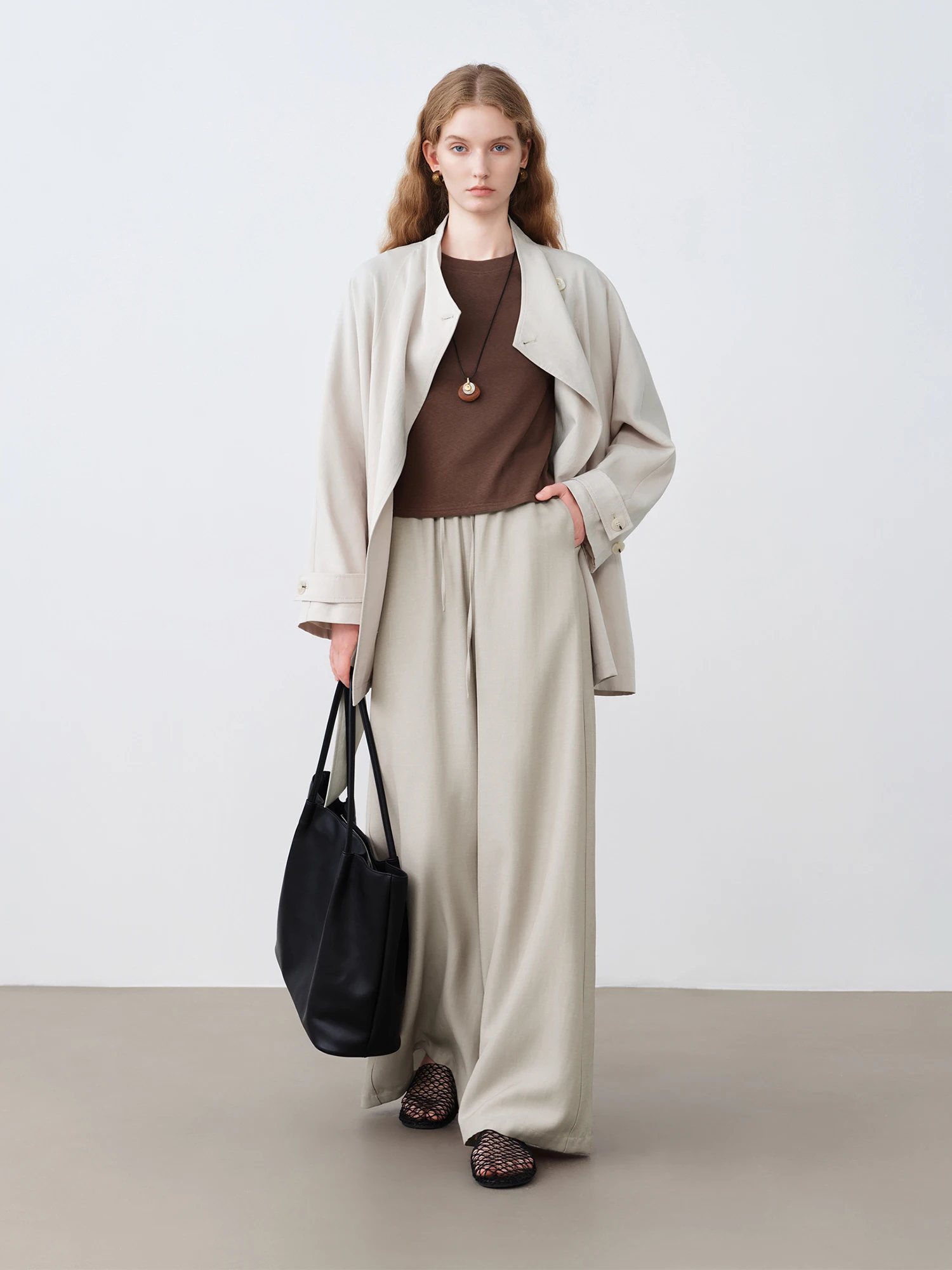 ZIQIAO Women Old Money Style Waist Cinched Vest & Wide Leg Pants Set Elastic High Waist Skirted Trousers Casual Two-Piece Outfit