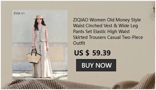 ZIQIAO Women Old Money Style Waist Cinched Vest & Wide Leg Pants Set Elastic High Waist Skirted Trousers Casual Two-Piece Outfit