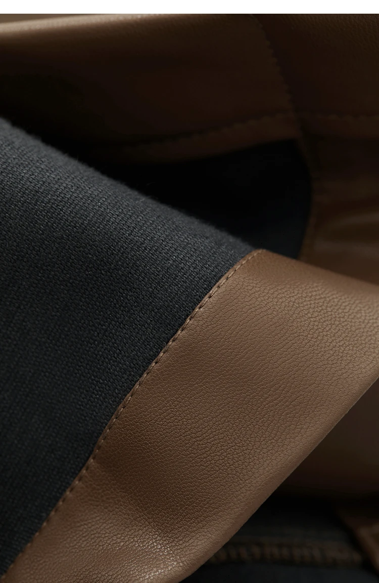 AMII Minimalist PU Leather Pants for Women 2026 Autumn Loose Clothing Wide Leg Pants Slit Fashion Office Lady Trousers 12343250