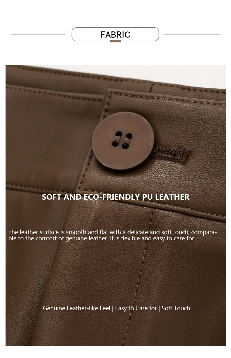 AMII Minimalist PU Leather Pants for Women 2026 Autumn Loose Clothing Wide Leg Pants Slit Fashion Office Lady Trousers 12343250