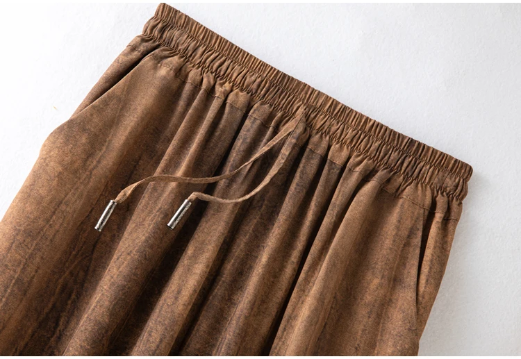 100% Natural Mulberry Silk Crepe De Chine Elastic Waist Loose High Waist Women's Versatile Summer Casual Wide Leg Pants