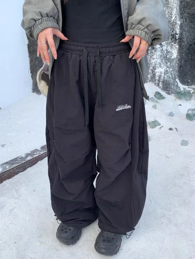 Winter Thicken Warm Fleece Pants Women Y2K American Retro Baggy Sweatpants Female Harajuku High Waist Hip Hop Wide Leg Trousers