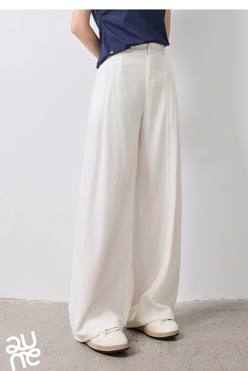 TOYOUTH Women Wide Leg Pants Summer 2026 Textured 3D Pleated Design Hip Covering Loose Breathable Comfortable Casual Daily Style