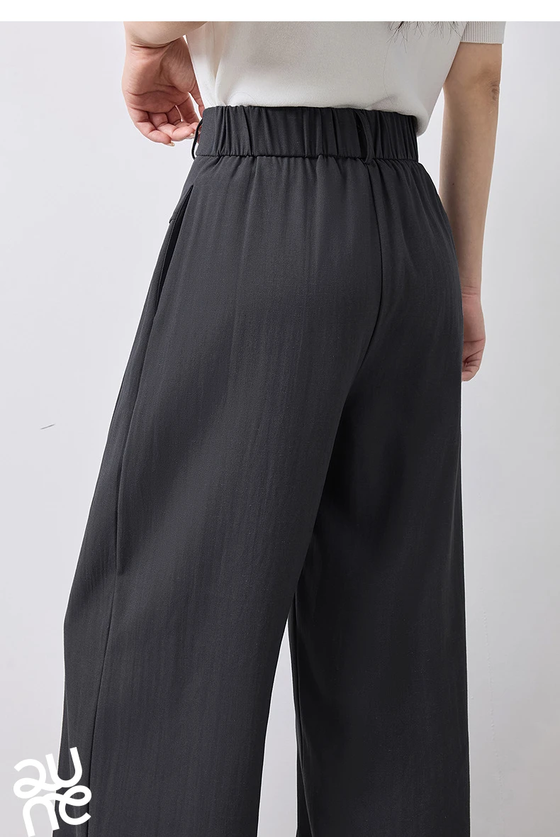 TOYOUTH Women Wide Leg Pants Summer 2026 Textured 3D Pleated Design Hip Covering Loose Breathable Comfortable Casual Daily Style