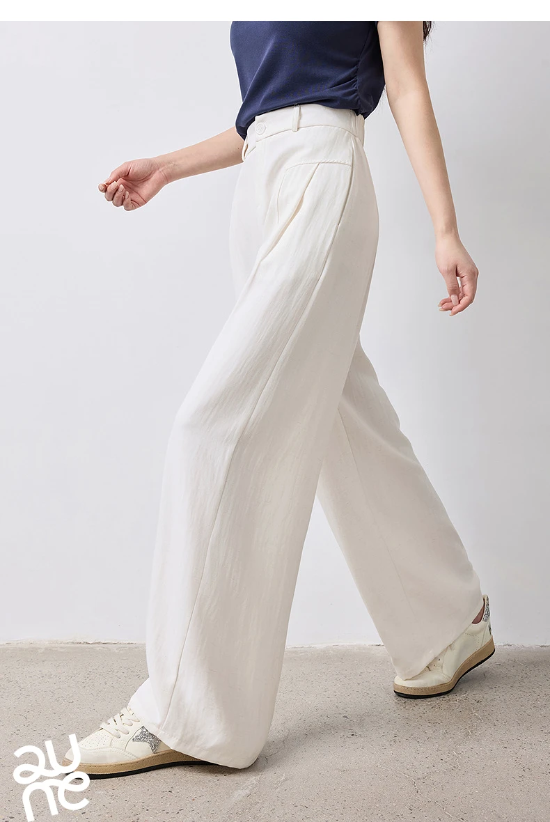 TOYOUTH Women Wide Leg Pants Summer 2026 Textured 3D Pleated Design Hip Covering Loose Breathable Comfortable Casual Daily Style