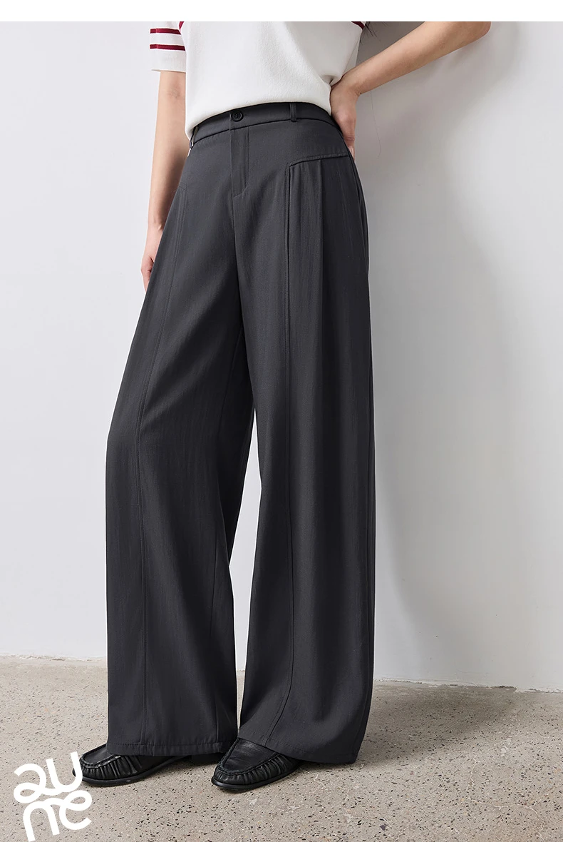 TOYOUTH Women Wide Leg Pants Summer 2026 Textured 3D Pleated Design Hip Covering Loose Breathable Comfortable Casual Daily Style