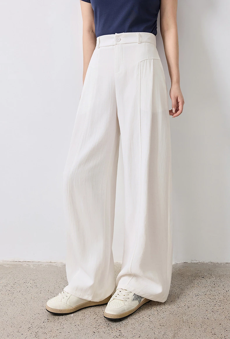 TOYOUTH Women Wide Leg Pants Summer 2026 Textured 3D Pleated Design Hip Covering Loose Breathable Comfortable Casual Daily Style