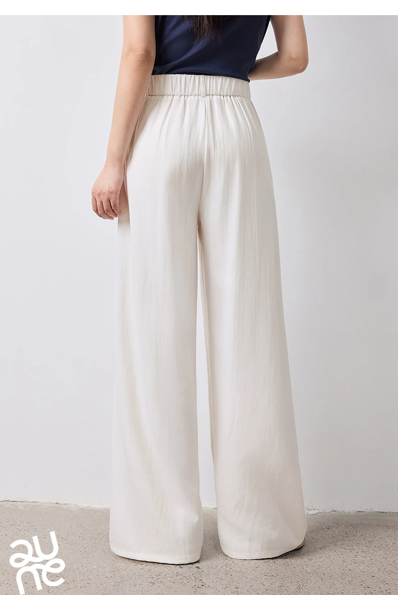 TOYOUTH Women Wide Leg Pants Summer 2026 Textured 3D Pleated Design Hip Covering Loose Breathable Comfortable Casual Daily Style