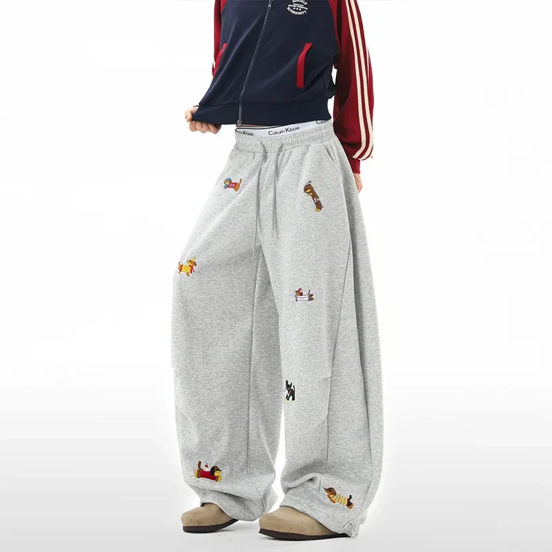 Dachshund-Embroidery-Sweatpants-Loose-Casual-Joggers-Wide-Leg-Couple-Streetwear-Fun-Fashion-Comfortable-Pants-baggy-sweatpants