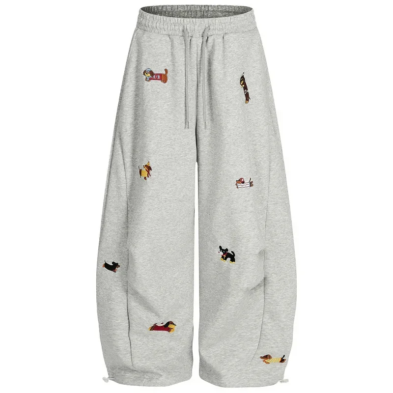 Dachshund-Embroidery-Sweatpants-Loose-Casual-Joggers-Wide-Leg-Couple-Streetwear-Fun-Fashion-Comfortable-Pants-baggy-sweatpants
