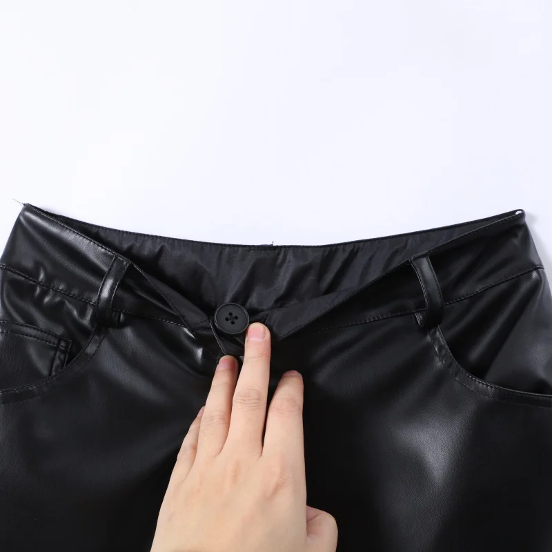 Y2k High Waist Fringe Faux Leather Flared Pants Women Side Tassel Design Slim Bootcut Leather Trouser Party Club Street Bottoms